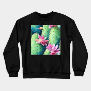 Watercolor cactus plant cactus pattern Crewneck Sweatshirt